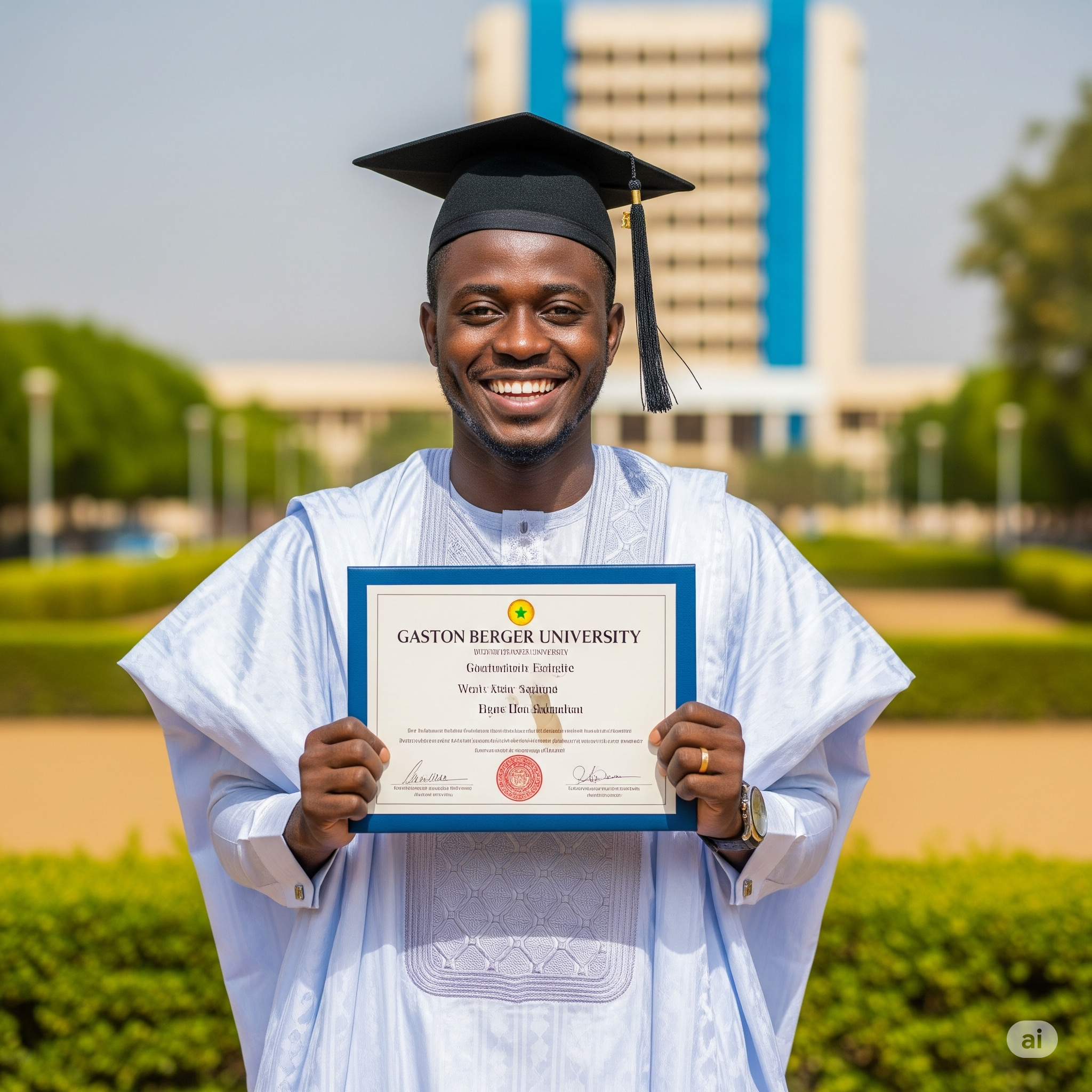 Diplômé UGB avec son certificat